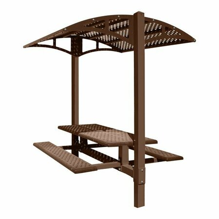 PARIS SITE FURNISHINGS PSF Shade 6' Brown Picnic Table with Canopy and Perforations 969DPS6PSIBC